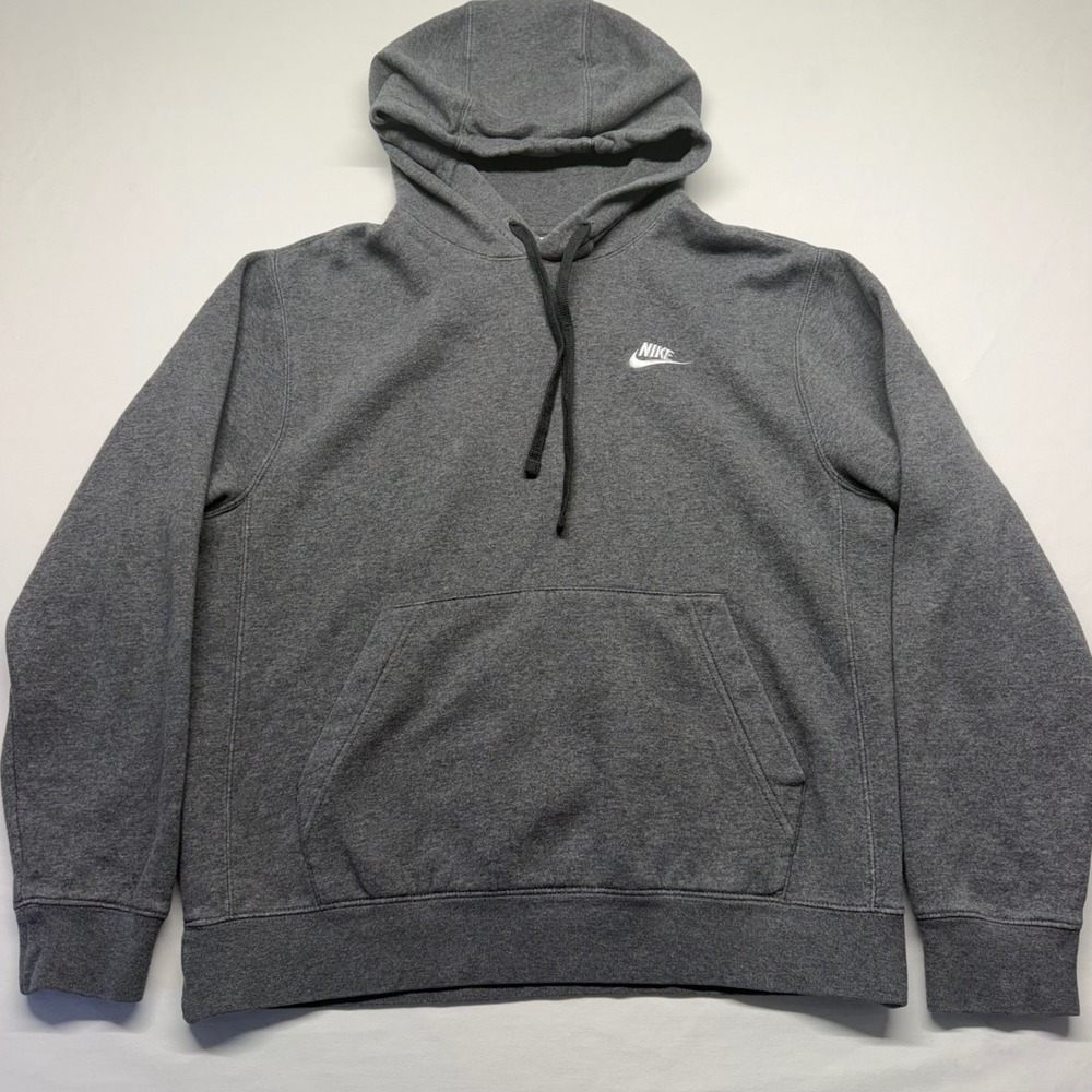 Nike Club Fleece Hoodie S Gray Mens Sportswear BV2654-071 Pullover Logo